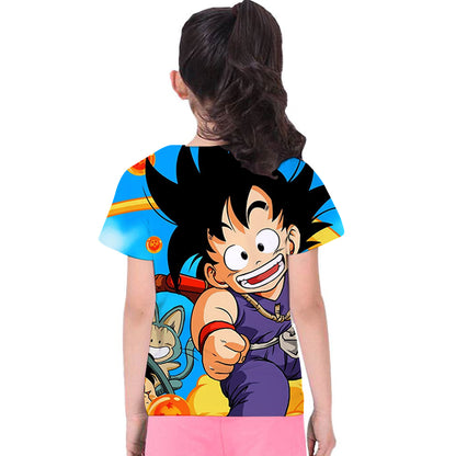 Cartoon Goku Printed Unisex Tees For Kids