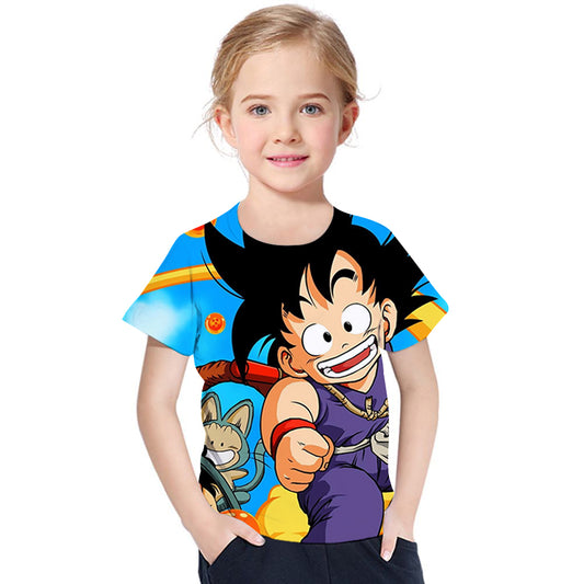 Cartoon Goku Printed Unisex Tees For Kids